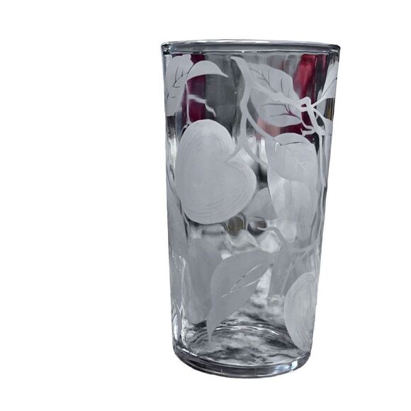 6 Vintage Clear Frosted White Apple Glass Water Juice Cups Tumblers 10 Oz - Picture 5 of 7